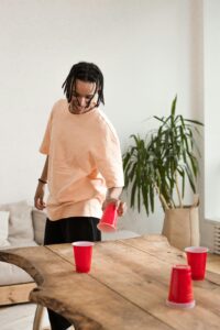 Guy playing by the Flip Cup rules.